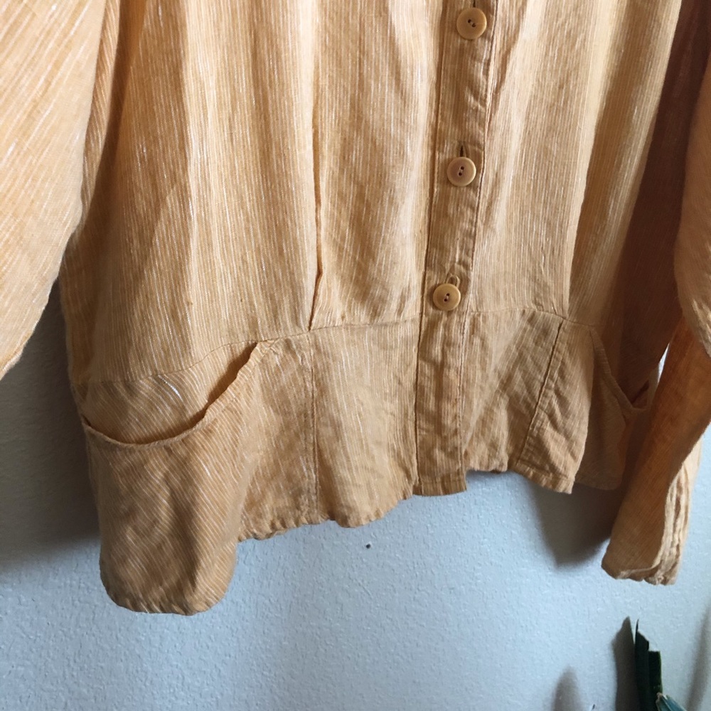 Flax II Crop Button Up Blouse Top - Picture 2 of 6